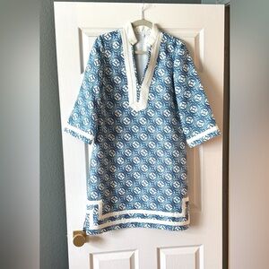 Preston & York Blue and Cream Textured Collar Dress